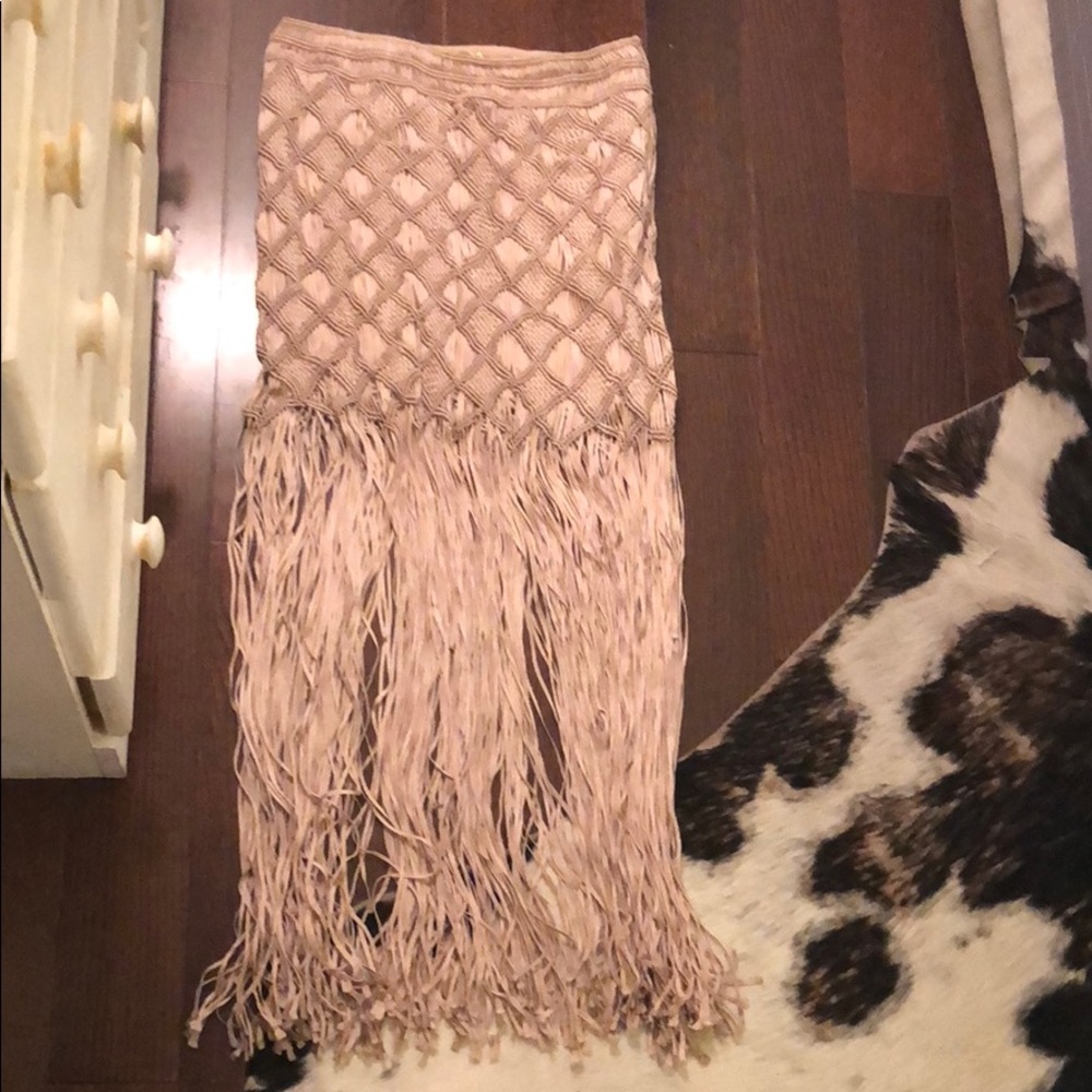 Delicate Woven fringe maxi skirt
